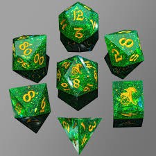 Green Sharp Edge Resin 7 Dice Set