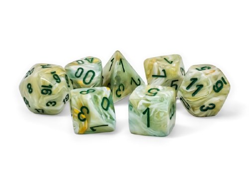 Dice Set Green/Dark Green Marble Mega-hedral 7-Dice Set