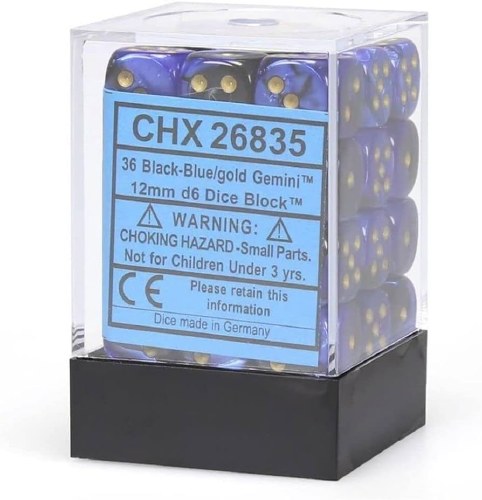 Dice Set Black-Blue/Gold Gemini 36-Mini-Dice Set