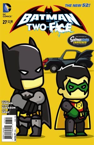 Batman and Robin (2011) #27 Two-Face Scribblenauts Unmasked Cover