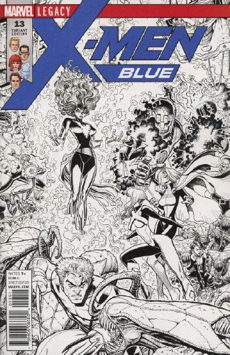 X-Men Blue #13 Arthur Adams Black and White Connecting Variant Cover
