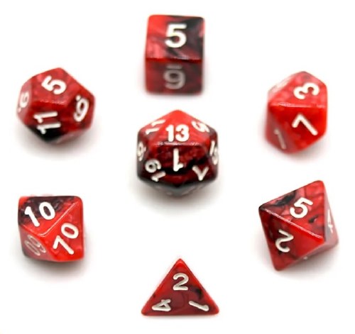 Dice Set Blend Red/Black 7-Piece Set