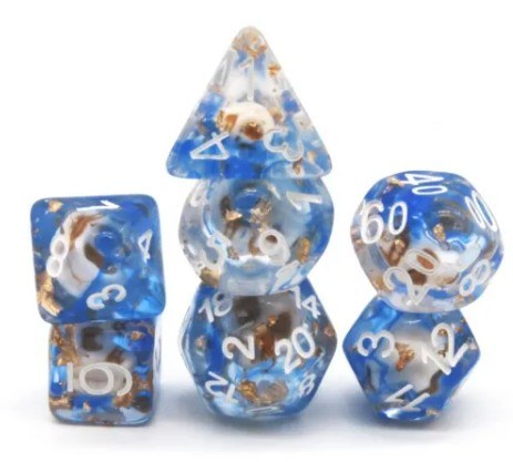 Dice Set Skull with Blue 7-Piece