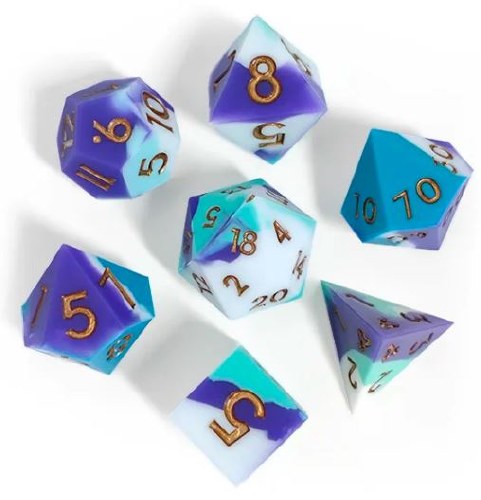 Dice Set Silicone Blue/White 7-Piece Set