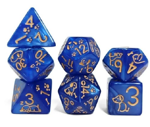Cute Dog Blue 7-Piece Dice Set