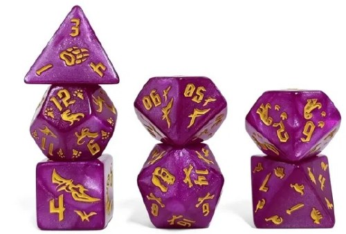 Dice Set Purple Dinosaur 7-Piece Set
