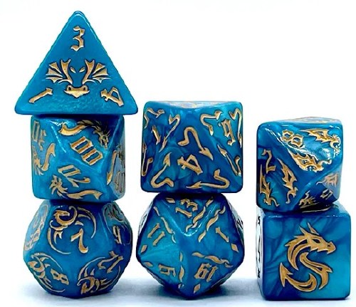 Dice Set Blue Flying Dragon 7-Piece Set