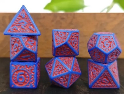 Dice Set Red and Blue Window 7-Piece Set