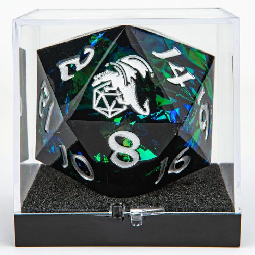 Black Sharp Edge Resin 55mm Chonk D20 Dice