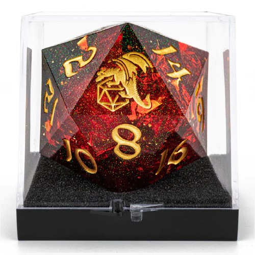 Red Sharp Edge Resin 55mm Chonk D20 Dice