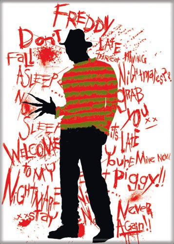 Nightmare on Elm Street Freddy Red Writing Magnet