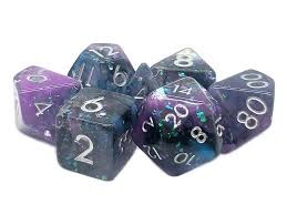 Black, Blue, and Purple Mist 7-Dice Set