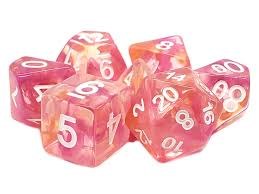Nebula Orange and Pink 7-Dice Set