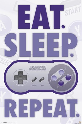 Eat Sleep Game Repeat 24" x 36" Poster