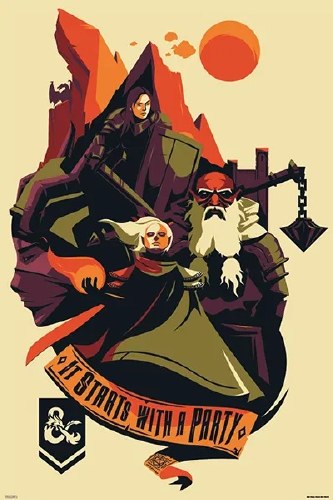 Dungeons and Dragons Starts with A Party 24" x 36" Poster