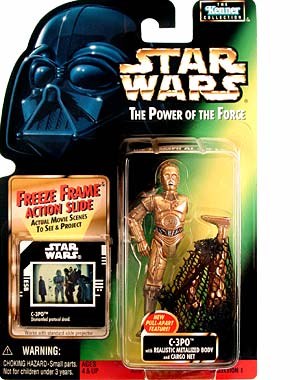 Star Wars Power of the Force Freeze Frame C-3PO (Realistic Metalized Body and Cargo Net) Figure