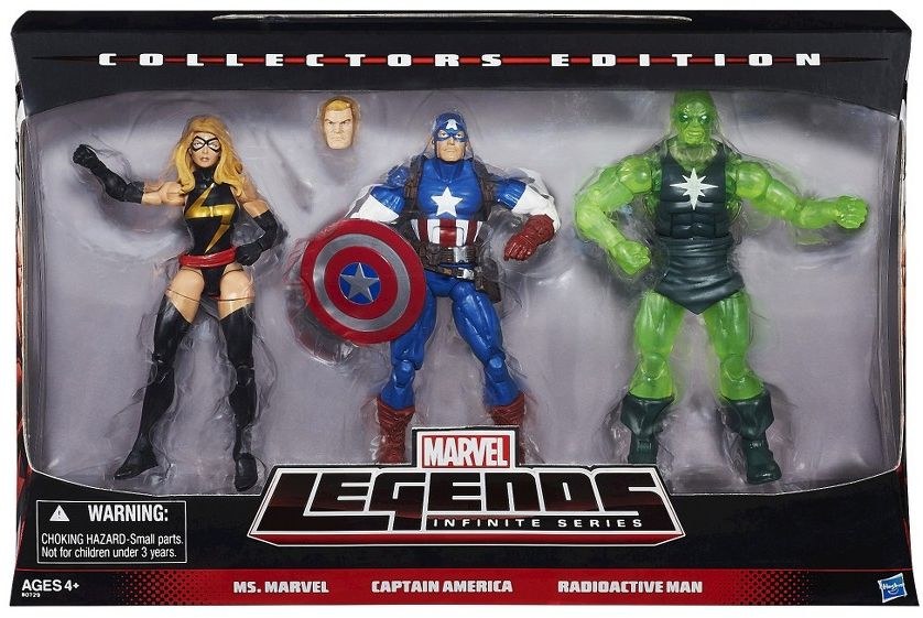 Marvel Legends Captain America Ms Marvel Radioactive Man Action Figure 3 Pack Target Exclusive Bedrock City Comic Co