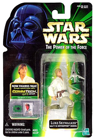 Star Wars Luke Skywalker with T-16 Skyhopper Model Power of the Force Commtech Chip Action Figure
