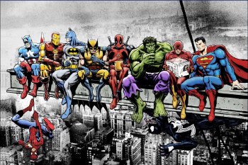Superheroes Lunch on a Skyscraper 24" x 36" Poster