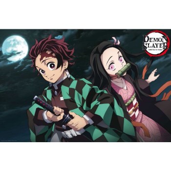 Demon Slayer Tanjiro and Nekuko Moonlight 36" x 24" Poster