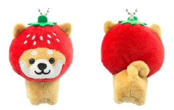 Shiba Dog Fruit Strawberry Plush Keychain