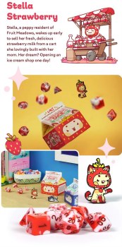 Fruit Meadows Milk Cartons Stella Strawberry Kawaii Cat Dice Set