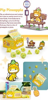 Fruit Meadows Milk Cartons Pip Pineapple Kawaii Cat Dice Set