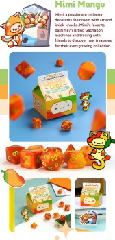 Fruit Meadows Milk Cartons Mimi Mango Kawaii Cat Dice Set