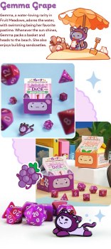 Fruit Meadows Milk Cartons Gemma Grape Kawaii Cat Dice Set