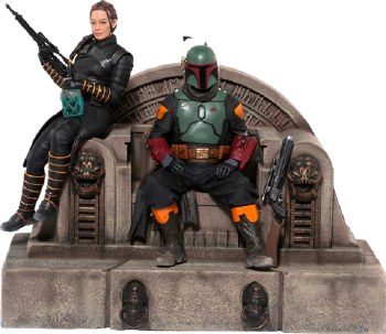 Star Wars Boba Fett & Fennec Shand on Throne Deluxe 1:10 Iron Studios Statue