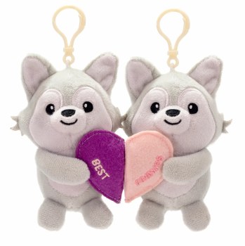Besties 5.5" Wolves with Heart Plush Keyclip
