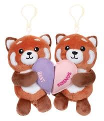Besties 5.5" Red Pandas with Heart Plush Keyclip