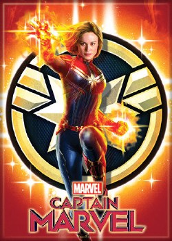 Captain Marvel and Logo Magnet