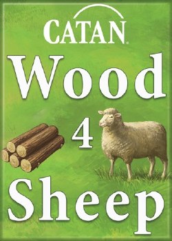 Catan Wood 4 Sheep Magnet