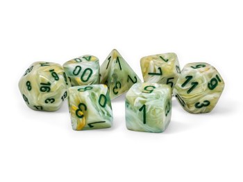 Dice Set Green/Dark Green Marble Mega-hedral 7-Dice Set