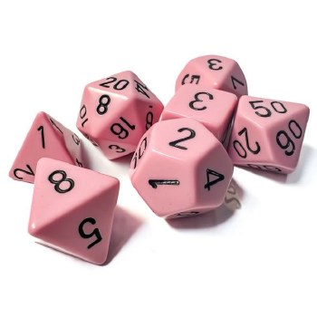Dice Set Pastel Pink/Black Opaque Polyhedral 7-Dice Set