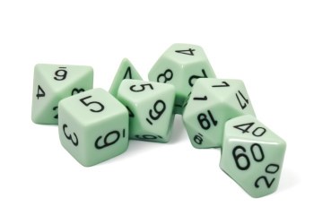 Dice Set Pastel Green/Black Opaque Polyhedral 7-Dice Set