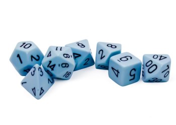 Dice Set Pastel Blue/Black Opaque Polyhedral 7-Dice Set