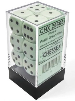 Dice Set Pastel Green/ Black Opaque D6 12-Dice Set