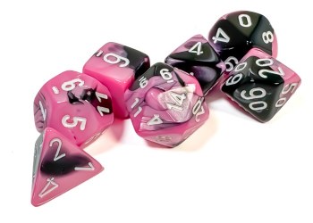 Dice Set Gemini Black/White with Pink Numbers