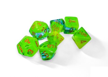 Dice Set Plasma Green-Teal/Orange Gemini Polyhedral 7-Dice Set