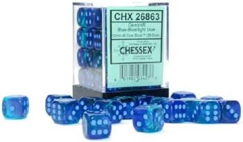 Dice Set Blue-Blue/ Light Blue Gemini 36-Mini-Dice Set
