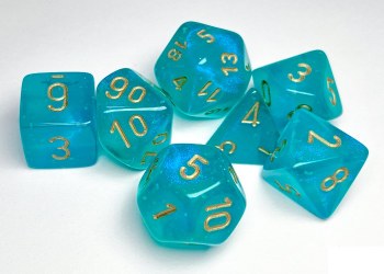 Dice Set Teal/Gold Borealis Polyhedral 7-Die Set
