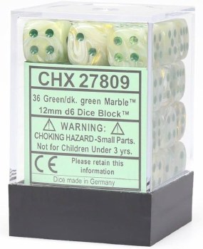 Dice Set Green/Dark Green Marble 36-Mini-Dice Set