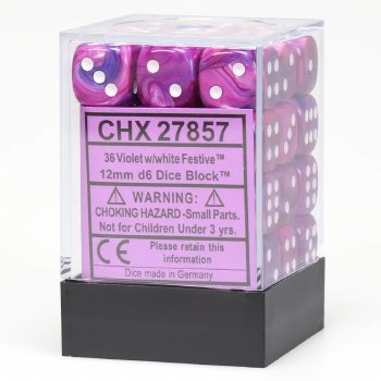 Dice Set Violet/White Festive 36-Mini-Dice Set