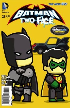 Batman and Robin (2011) #27 Two-Face Scribblenauts Unmasked Cover