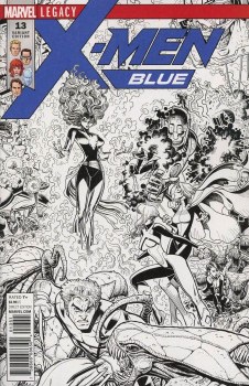 X-Men Blue #13 Arthur Adams Black and White Connecting Variant Cover