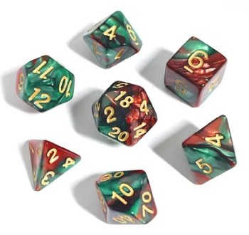 Dice Set Green Red Blend 7-Piece Set