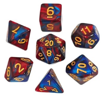 Dice Set Blend Blue/Red 7-Piece Set