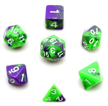 Dice Set Blend Green/Purple 7-Piece Set